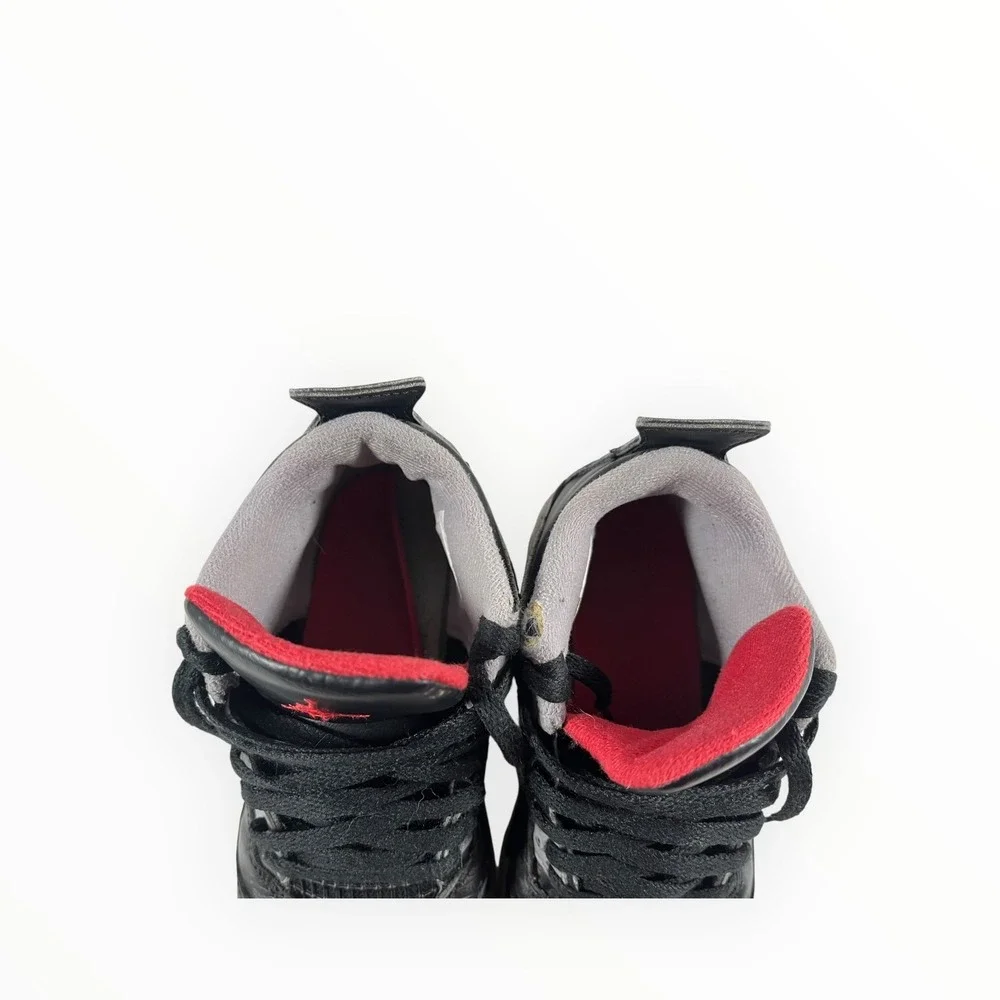 Nike Air Jordan 4 Retro Black Red Boys Athletic Shoes Sz 1Y